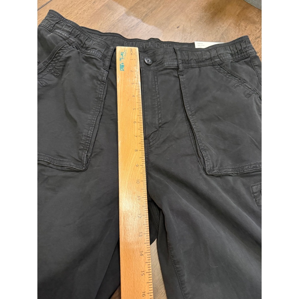 American Eagle Black Baggy Jogger High Rise Cargo Pants 12 31W Regular Stretch - Picture 4 of 6